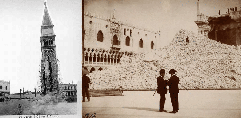 foto storica crollo campanile